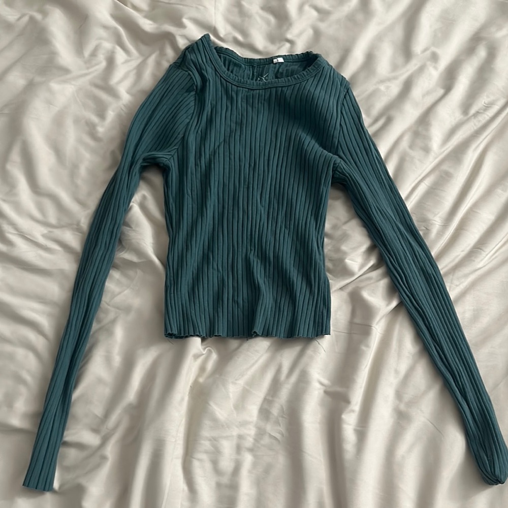 Teal Tillys Ribbed Long Sleeve Top